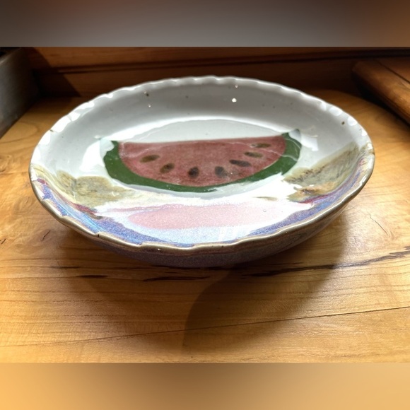 Chappelle Happy Valley Studio Georgia Pottery Watermelon Pie/Tart Dish - Signed - Picture 2 of 6